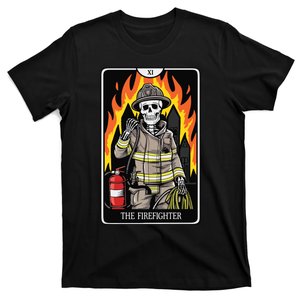 Firefighter Crew Tarot Card Player Funny Halloween Skeleton T-Shirt