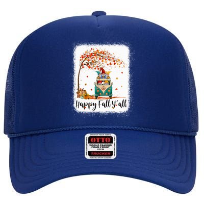 Funny Cute Tu Happy Fall Y'all Thanksgiving Gnome Lover Costume Autumn Gift High Crown Mesh Back Trucker Hat