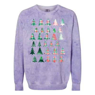 Festive Christmas Trees Patterns Mash Up Colorblast Crewneck Sweatshirt