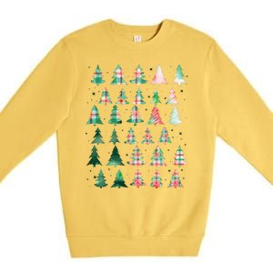 Festive Christmas Trees Patterns Mash Up Premium Crewneck Sweatshirt