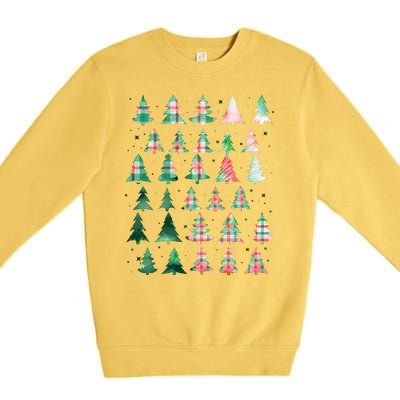 Festive Christmas Trees Patterns Mash Up Premium Crewneck Sweatshirt