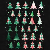 Festive Christmas Trees Patterns Mash Up Ladies PosiCharge Tri-Blend Wicking Tank