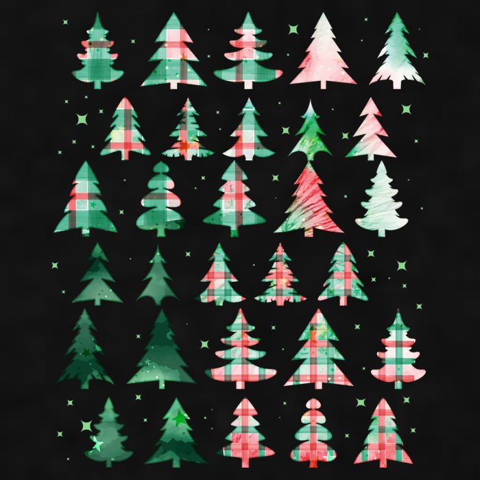 Festive Christmas Trees Patterns Mash Up Ladies PosiCharge Tri-Blend Wicking Tank