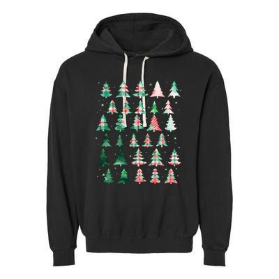 Festive Christmas Trees Patterns Mash Up Garment-Dyed Fleece Hoodie