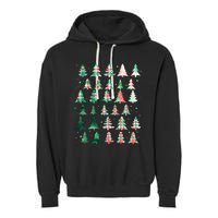 Festive Christmas Trees Patterns Mash Up Garment-Dyed Fleece Hoodie