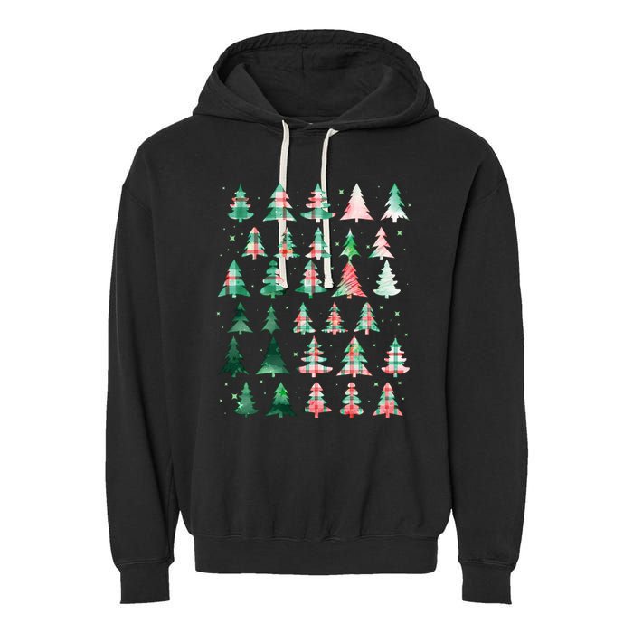 Festive Christmas Trees Patterns Mash Up Garment-Dyed Fleece Hoodie