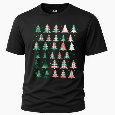 Festive Christmas Trees Patterns Mash Up Cooling Performance Crew T-Shirt