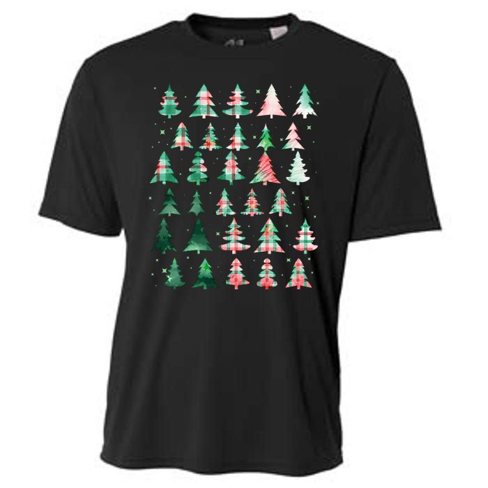 Festive Christmas Trees Patterns Mash Up Cooling Performance Crew T-Shirt