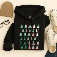 Festive Christmas Trees Patterns Mash Up Hoodie