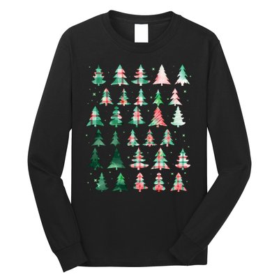 Festive Christmas Trees Patterns Mash Up Long Sleeve Shirt