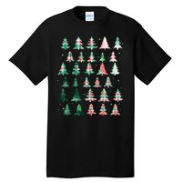 Festive Christmas Trees Patterns Mash Up Tall T-Shirt