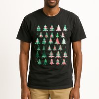 Festive Christmas Trees Patterns Mash Up Tall T-Shirt