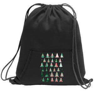 Festive Christmas Trees Patterns Mash Up Sweatshirt Cinch Pack Bag