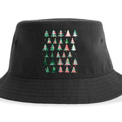 Festive Christmas Trees Patterns Mash Up Sustainable Bucket Hat