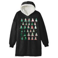 Festive Christmas Trees Patterns Mash Up Hooded Wearable Blanket