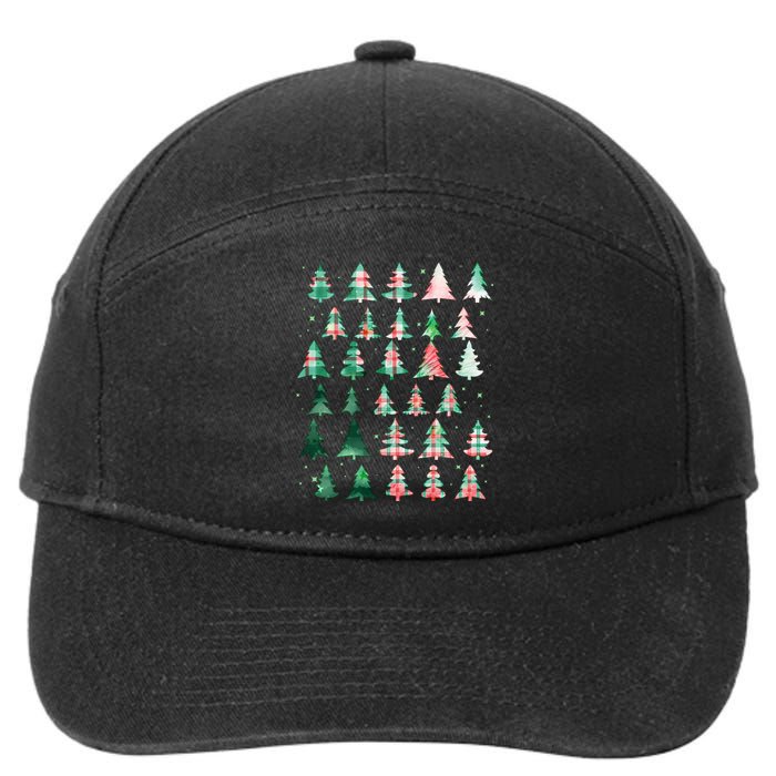 Festive Christmas Trees Patterns Mash Up 7-Panel Snapback Hat