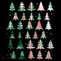 Festive Christmas Trees Patterns Mash Up Drawstring Bag
