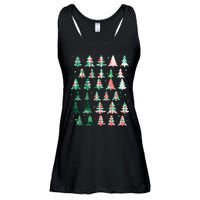 Festive Christmas Trees Patterns Mash Up Ladies Essential Flowy Tank