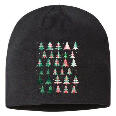 Festive Christmas Trees Patterns Mash Up Sustainable Beanie