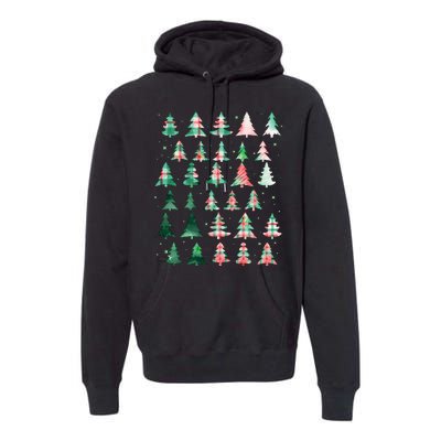 Festive Christmas Trees Patterns Mash Up Premium Hoodie