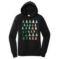 Festive Christmas Trees Patterns Mash Up Women's Pullover Hoodie