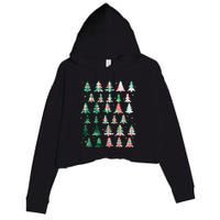Festive Christmas Trees Patterns Mash Up Crop Fleece Hoodie