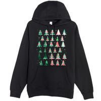 Festive Christmas Trees Patterns Mash Up Premium Pullover Hoodie