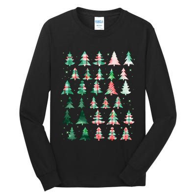 Festive Christmas Trees Patterns Mash Up Tall Long Sleeve T-Shirt