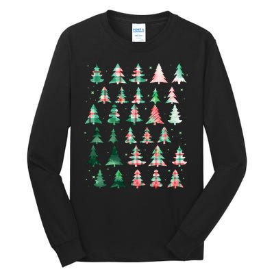 Festive Christmas Trees Patterns Mash Up Tall Long Sleeve T-Shirt