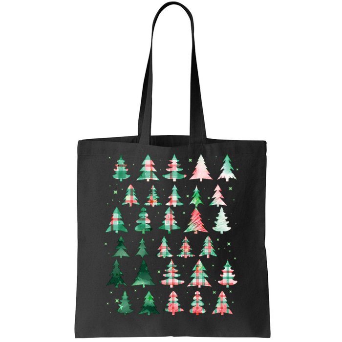 Festive Christmas Trees Patterns Mash Up Tote Bag