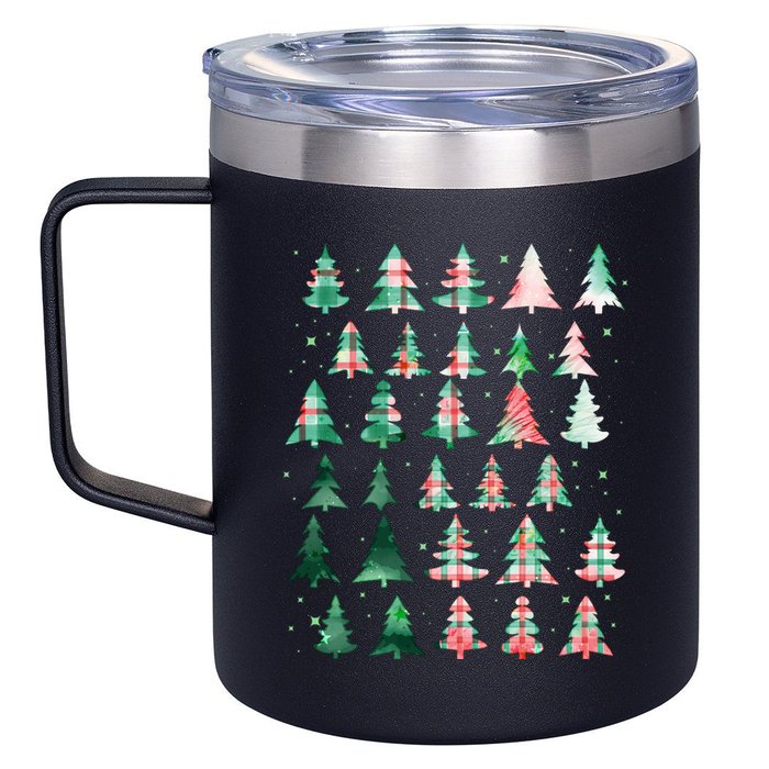 Festive Christmas Trees Patterns Mash Up 12oz Stainless Steel Coffee Mug