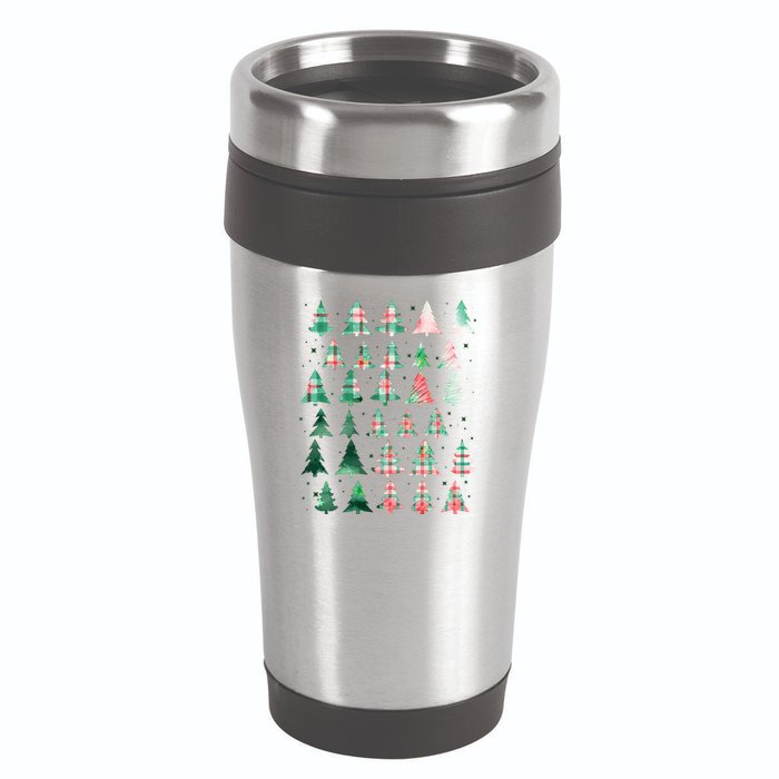 Festive Christmas Trees Patterns Mash Up 16oz Travel Tumbler