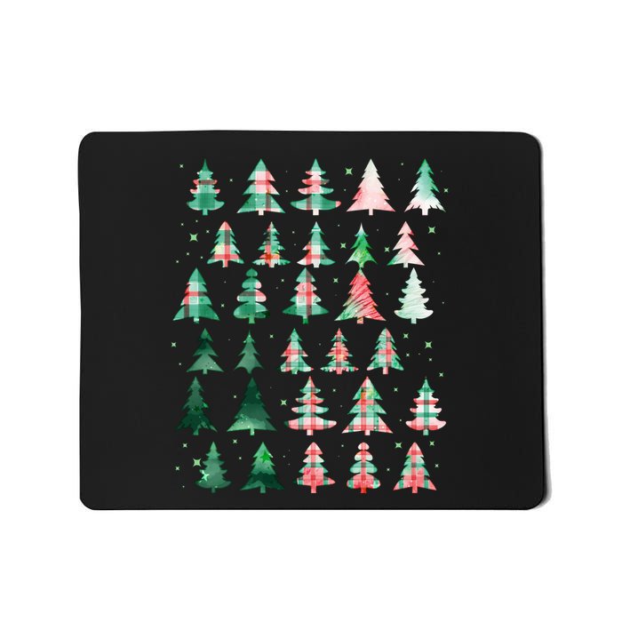 Festive Christmas Trees Patterns Mash Up Mousepad