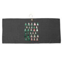 Festive Christmas Trees Patterns Mash Up Large Microfiber Waffle Golf Towel
