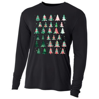 Festive Christmas Trees Patterns Mash Up Cooling Performance Long Sleeve Crew