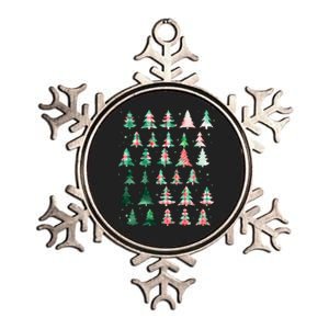 Festive Christmas Trees Patterns Mash Up Metallic Star Ornament