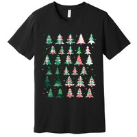 Festive Christmas Trees Patterns Mash Up Premium T-Shirt