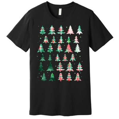 Festive Christmas Trees Patterns Mash Up Premium T-Shirt