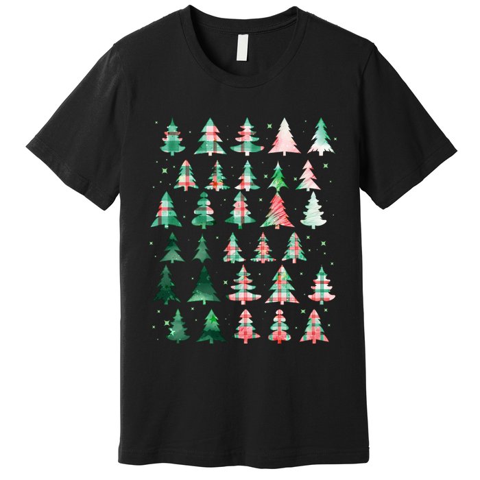 Festive Christmas Trees Patterns Mash Up Premium T-Shirt