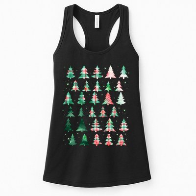 Festive Christmas Trees Patterns Mash Up Womens Tank Top