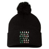 Festive Christmas Trees Patterns Mash Up Pom Pom 12in Knit Beanie