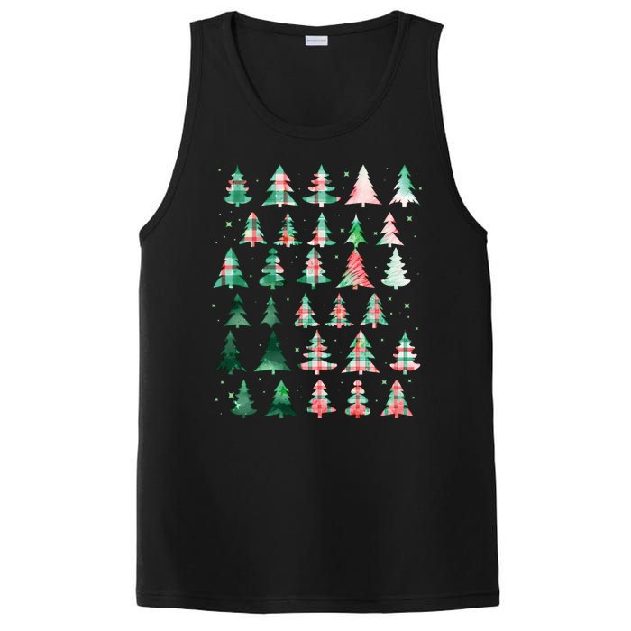 Festive Christmas Trees Patterns Mash Up PosiCharge Competitor Tank