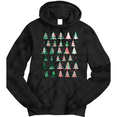 Festive Christmas Trees Patterns Mash Up Tie Dye Hoodie