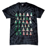 Festive Christmas Trees Patterns Mash Up Tie-Dye T-Shirt