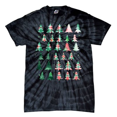 Festive Christmas Trees Patterns Mash Up Tie-Dye T-Shirt