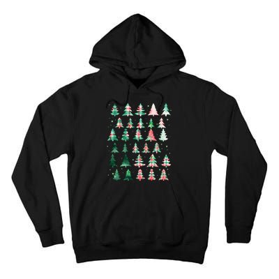 Festive Christmas Trees Patterns Mash Up Tall Hoodie
