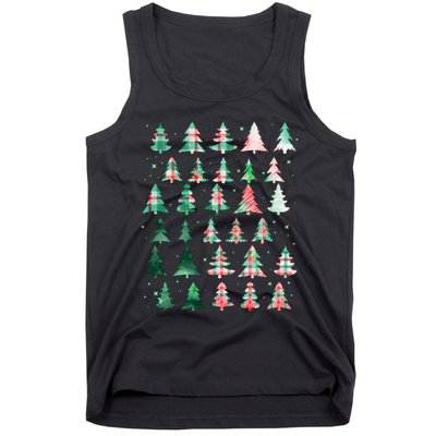 Festive Christmas Trees Patterns Mash Up Tank Top