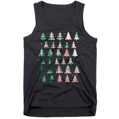 Festive Christmas Trees Patterns Mash Up Tank Top