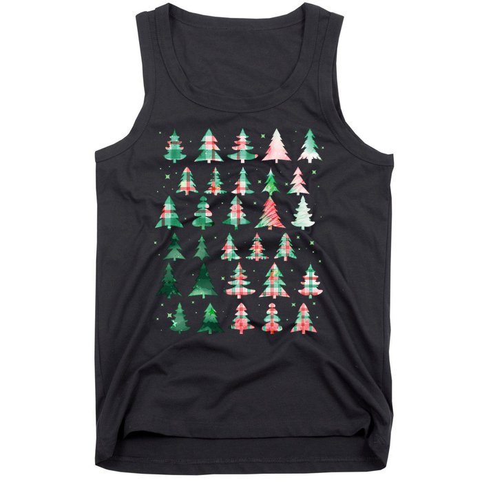 Festive Christmas Trees Patterns Mash Up Tank Top