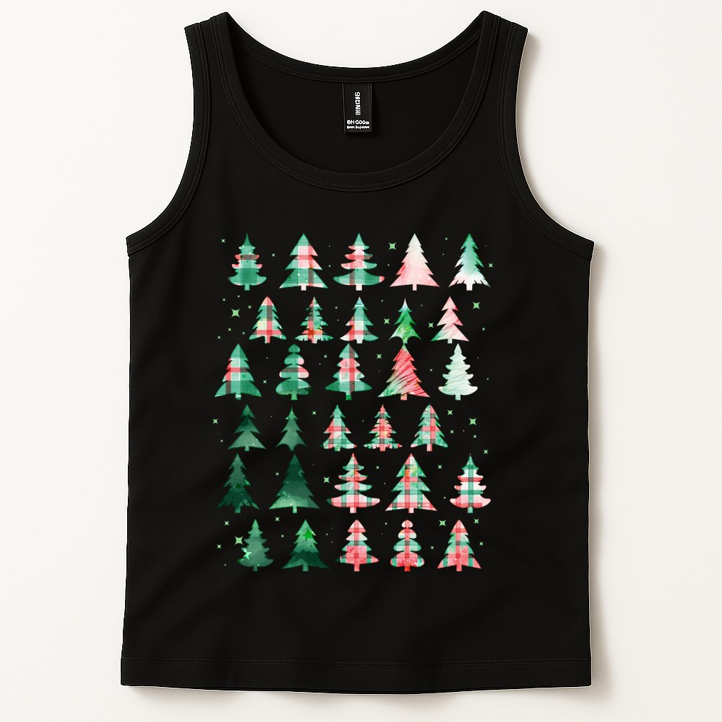 Festive Christmas Trees Patterns Mash Up Tank Top
